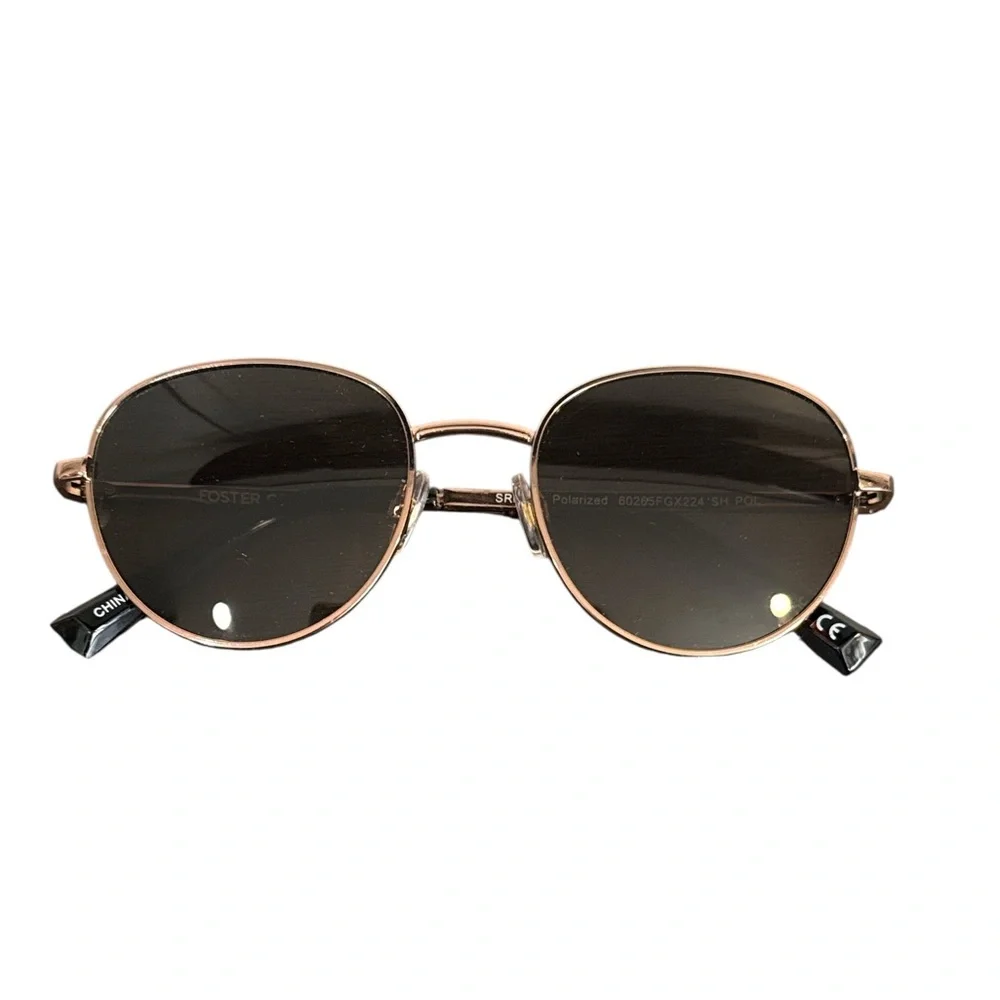 💜Foster Grant Polarized Round Sunglasses Rose Gold Metal‎ Frame